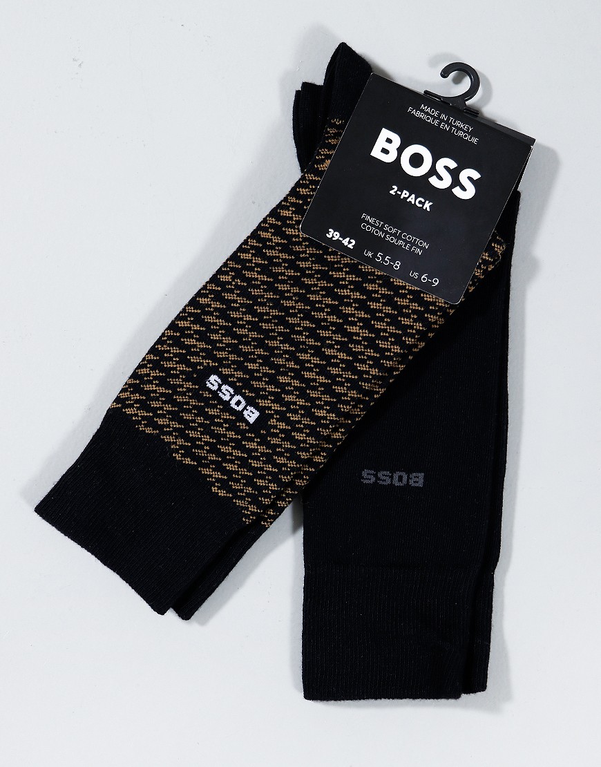 BOSS RS Minidiagonal 2 Pack Socks Black Terraces Menswear