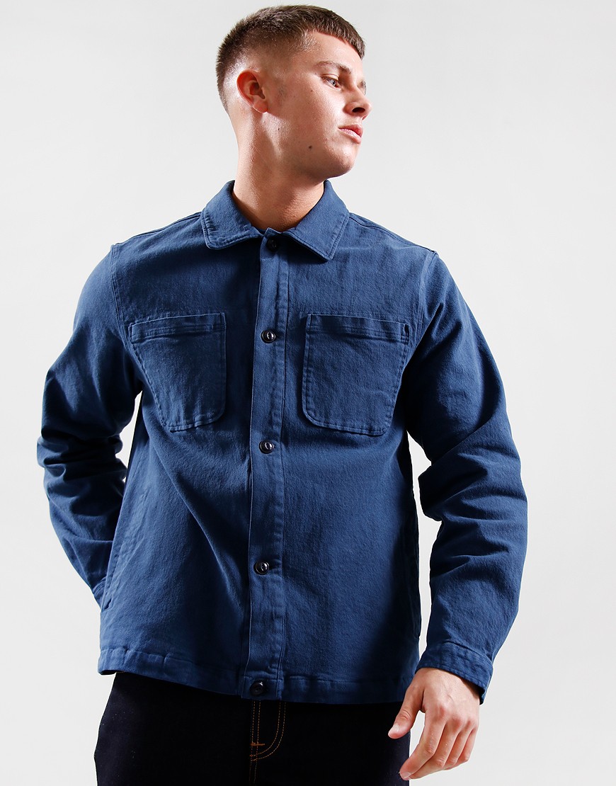 Albam Garment Dyed Work Shirt Navy Terraces Menswear