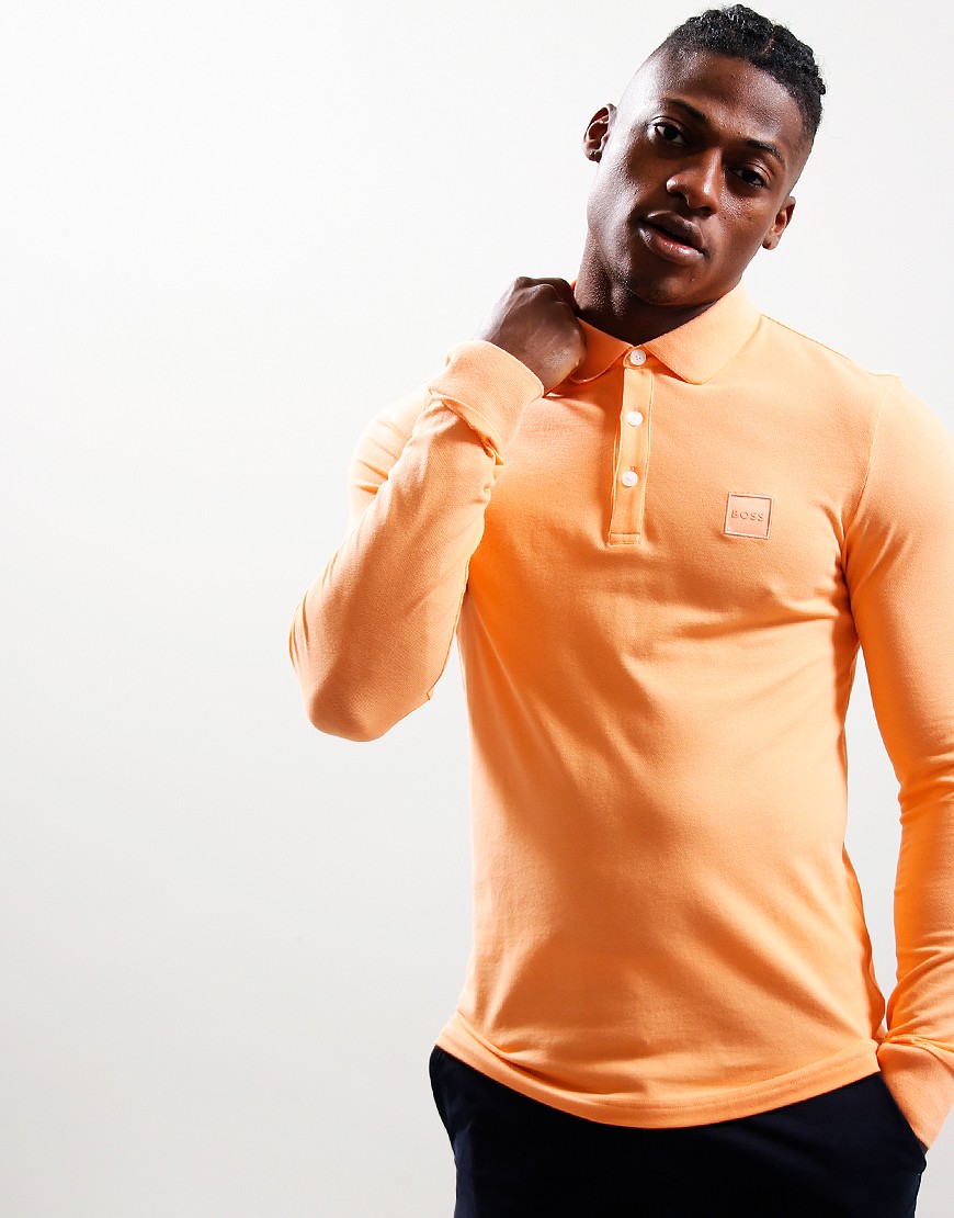 BOSS Passerby Orange - Pastel Sleeve Polo Light Long Menswear Shirt Terraces