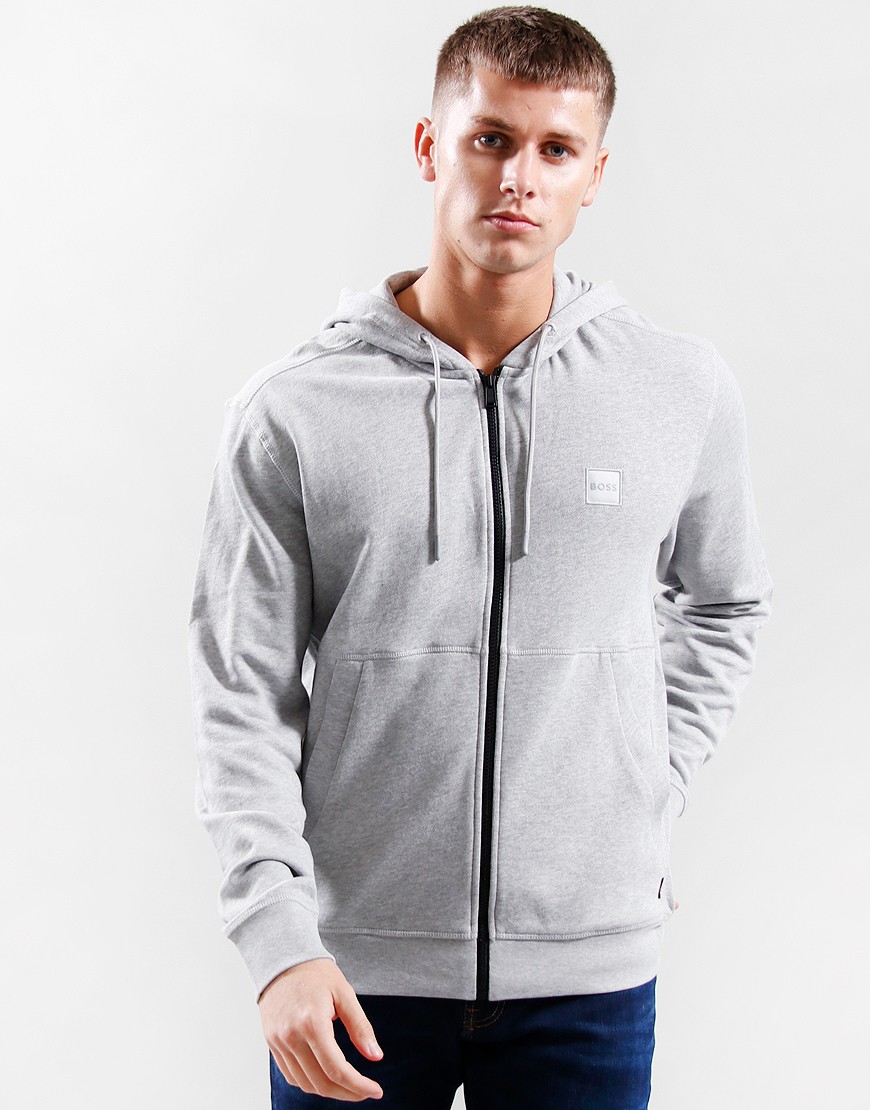 Boss Bodywear Authentic French Terry Zip Up Hoodie in Gray