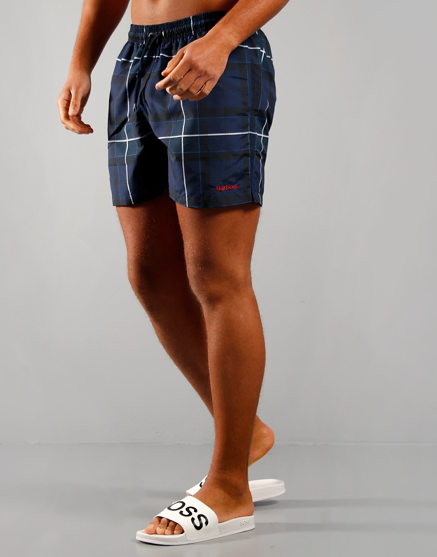 barbour tartan swim shorts