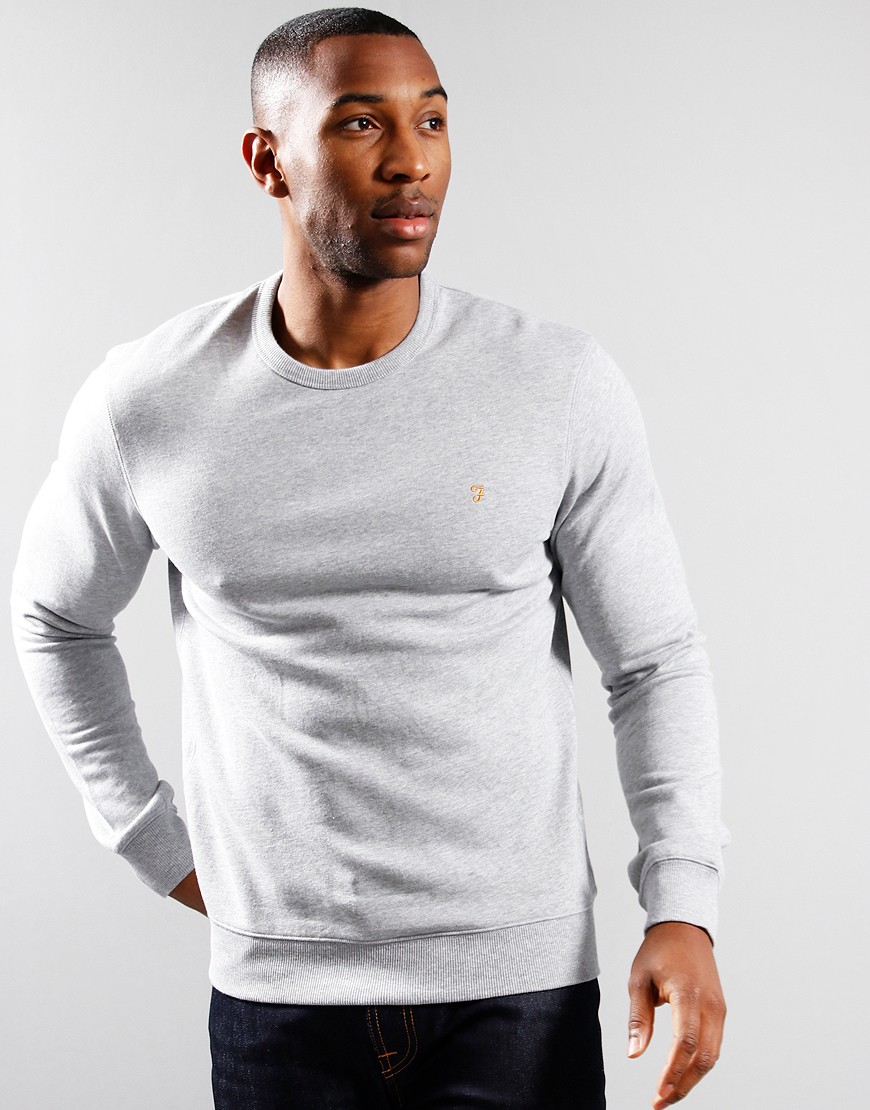 Farah Tim Crew Neck Sweat Light Grey Marl - Terraces Menswear