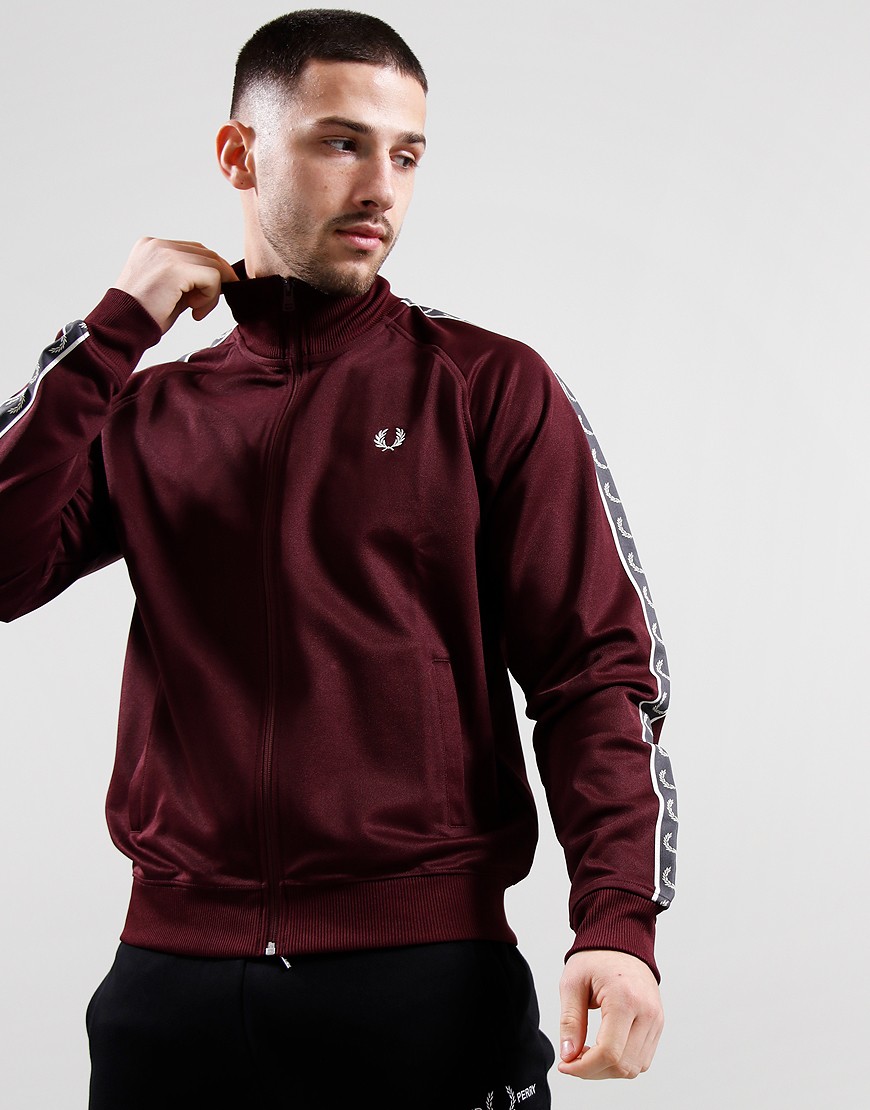 Fred Perry Seas Tape Track Top Oxblood Gun Metal Terraces Menswear