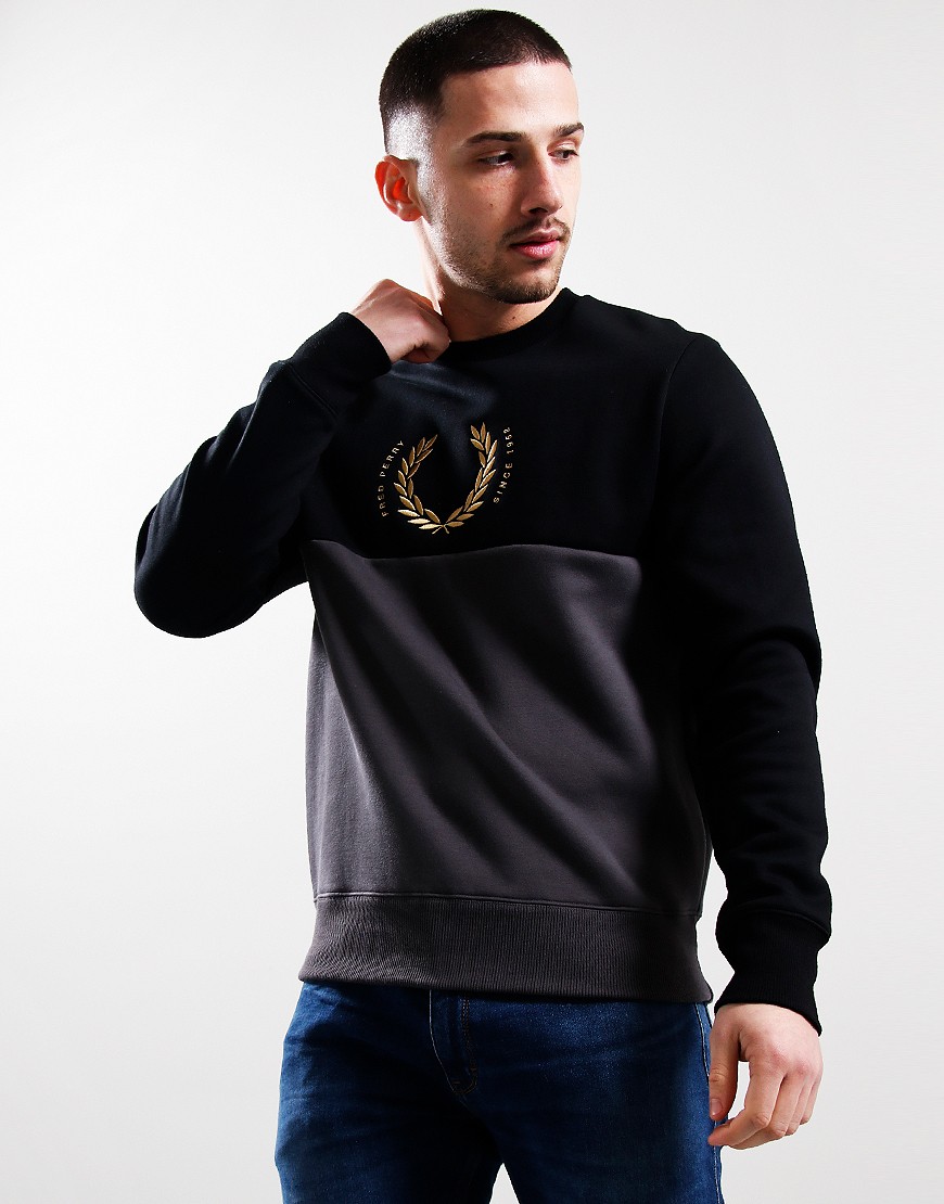 Fred perry colour block crew clearance sweatshirt