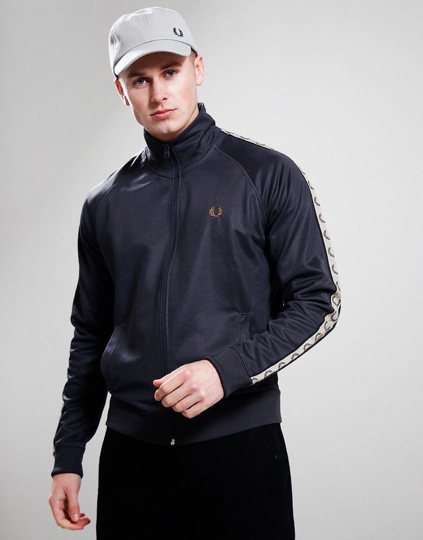 Fred Perry Contrast Tape Track Top Anchor Grey/Black - Terraces 