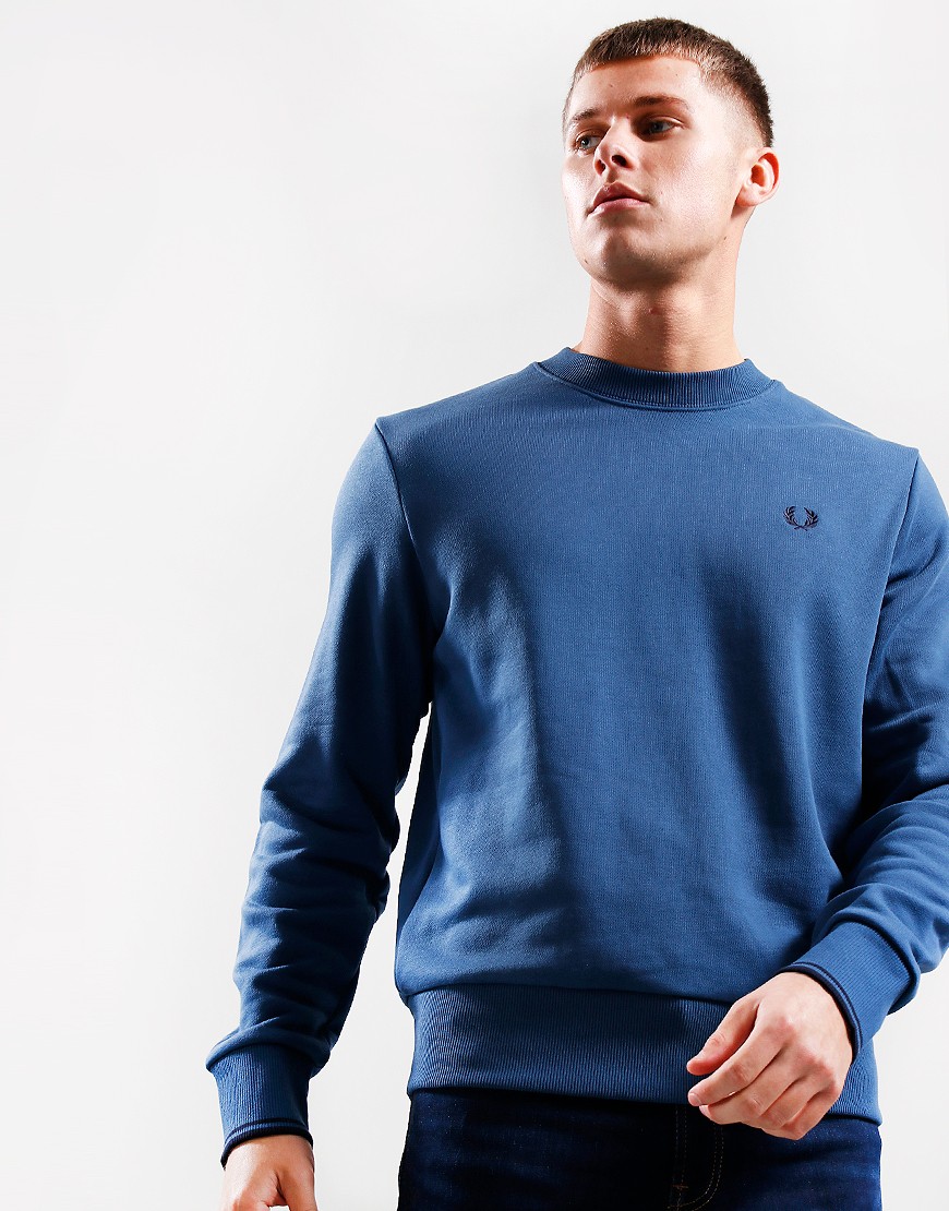 Fred Perry Crew Sweat Midnight Blue - Terraces Menswear