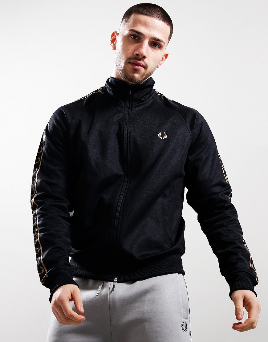 Fred Perry Seasonal Tape Track Top Black/Warm Stone - Terraces