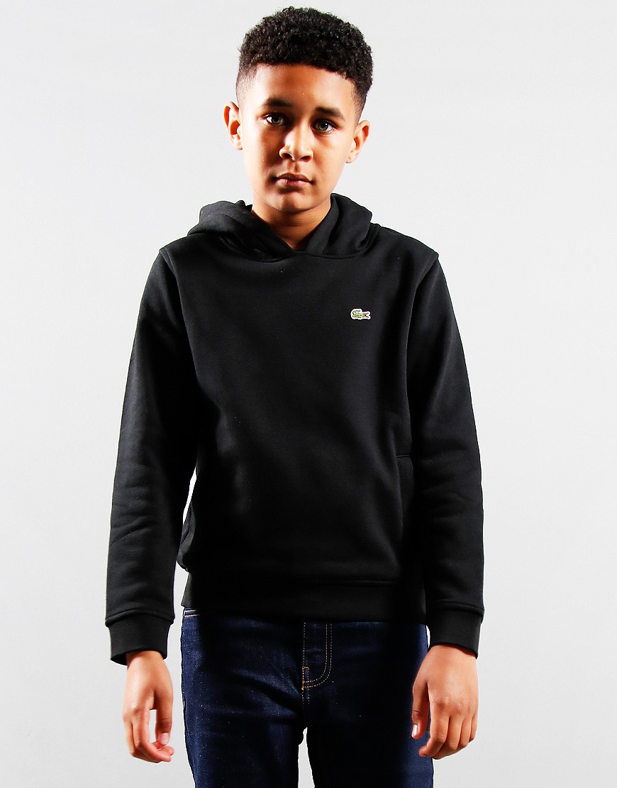 Lacoste Kids Cotton Hoodie Black Terraces Menswear