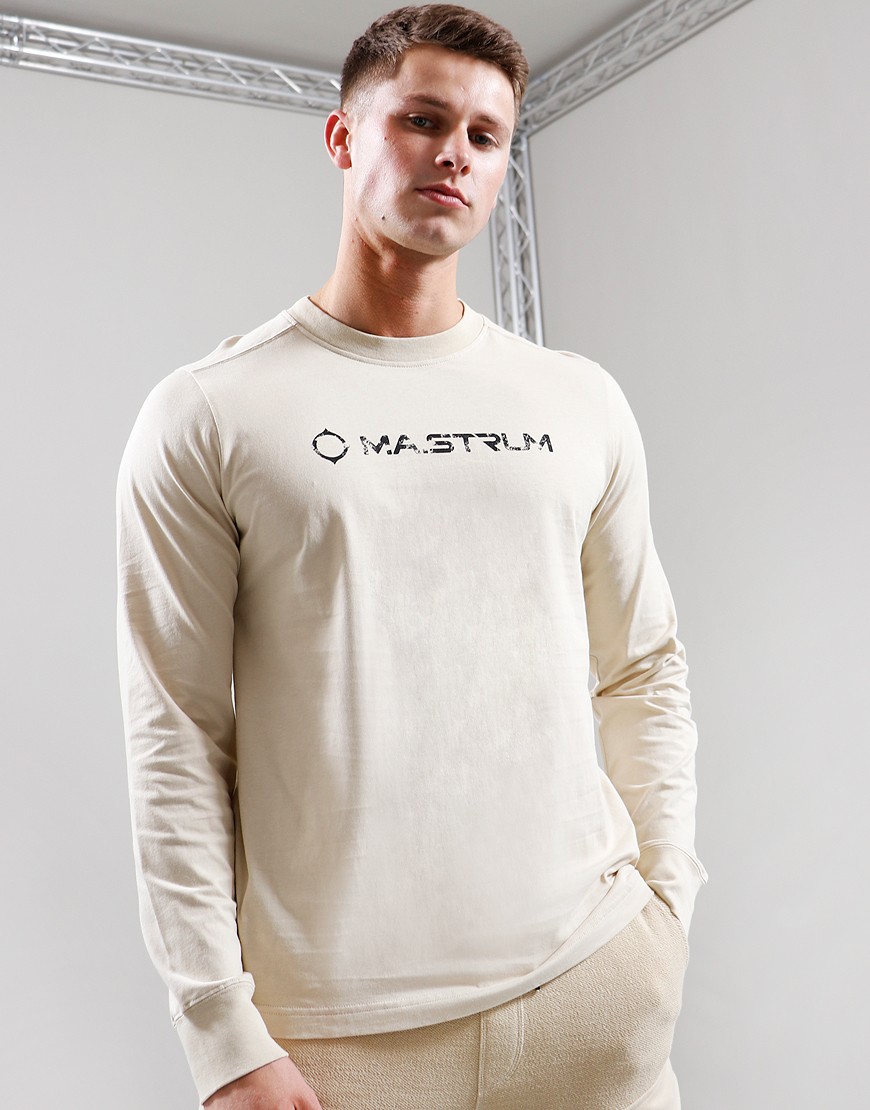 MA.Strum Long Sleeve Cracked Logo T-Shirt Ash - Terraces Menswear