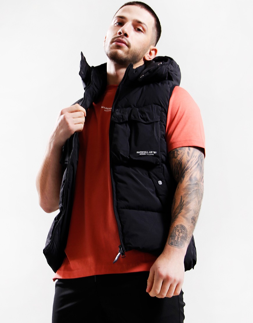 Marshall Artist Multi Pocket Gilet Black Terraces Menswear