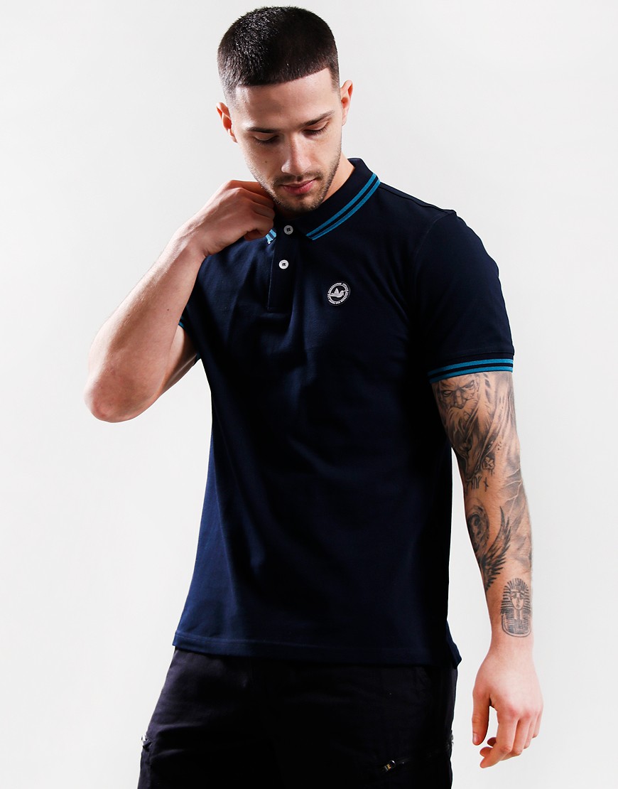 Peaceful Hooligan Peninsula Polo Shirt Navy - Terraces Menswear