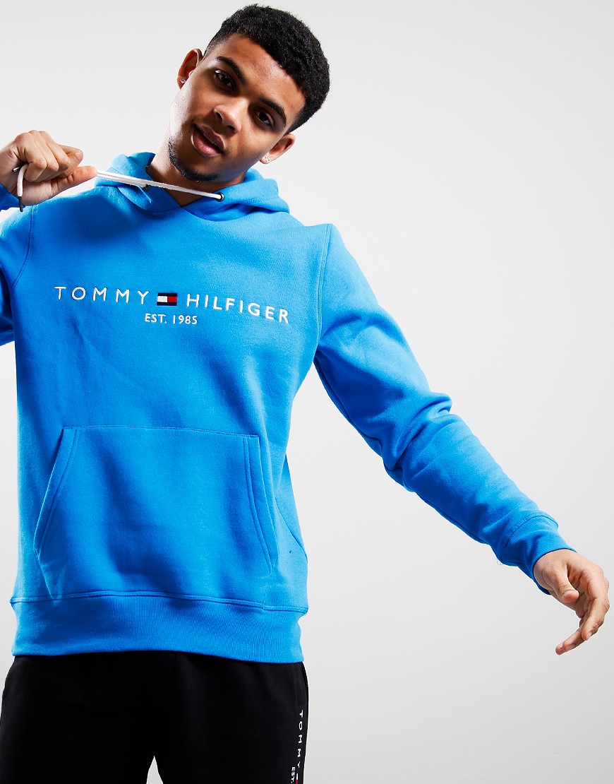 Tommy Hilfiger Logo Hoodie Shocking Menswear Terraces - Blue