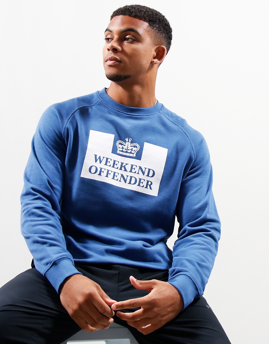 Weekend Offender Solace Crew Neck Sweater in Blue for Men